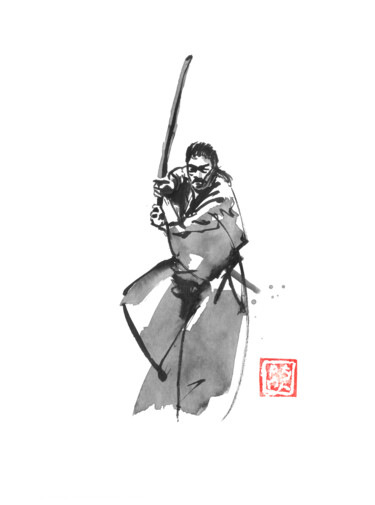 图画 标题为“samurai armed” 由Péchane, 原创艺术品, 墨