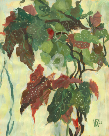 Begonia Maculata Painting titled "Begonia Maculata" by Julia Khoroshikh, Original Artwork, Acrylic