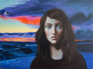 Schilderij getiteld "l'orage" door Ailin, Origineel Kunstwerk, Olie Gemonteerd op Frame voor houten brancard