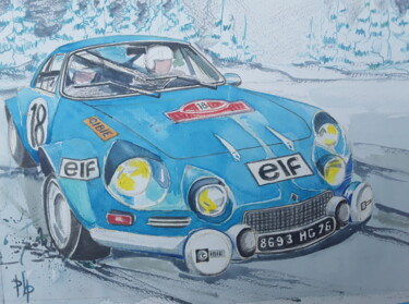 Alpine Renault A110 绘画 标题为“Alpine Renault A110” 由Pierre-Louis Petit, 原创艺术品, 水彩