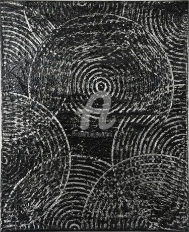 Painting titled "Noir Obsession" by Kaouteur Souibgui, Original Artwork, Acrylic Mounted on Wood Stretcher frame