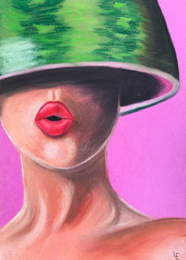 Watermelon sexy red lips - small Christmas gift Рисунок под названием "Watermelon sexy red…" - Elena Polak, Подлинное произведение искусства, Пастель