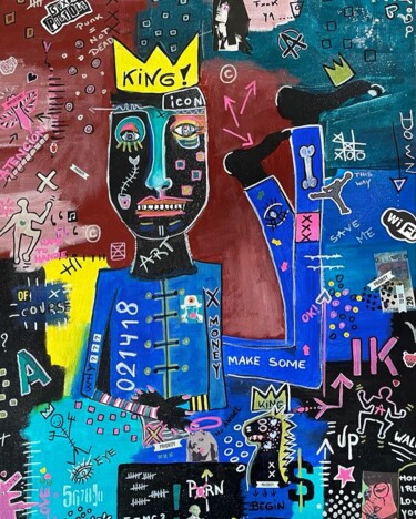 绘画 标题为“F**K Ya (The King)” 由Nikv, 原创艺术品, 丙烯