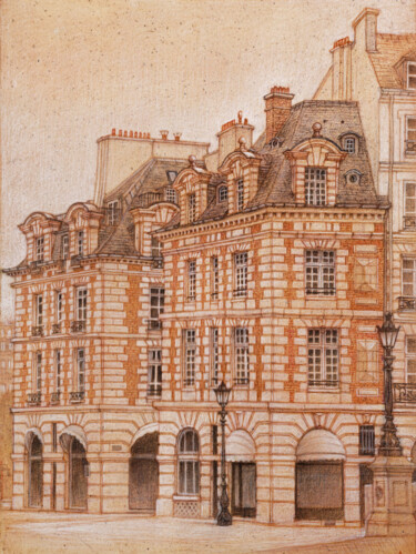 Dessin intitulée "PARIS-Entrée de la…" par Marcel Duruflé, Œuvre d'art originale, Pastel Monté sur Carton