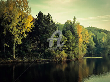Autumn mountain lake shore landscape Photography titled "Autumn mountain lak…" by Diana Editoiu, Original Artwork, Digital Photography