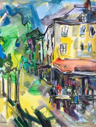 Schilderij getiteld "Chartres 5 - Place…" door Jean-François Groisy, Origineel Kunstwerk, Acryl
