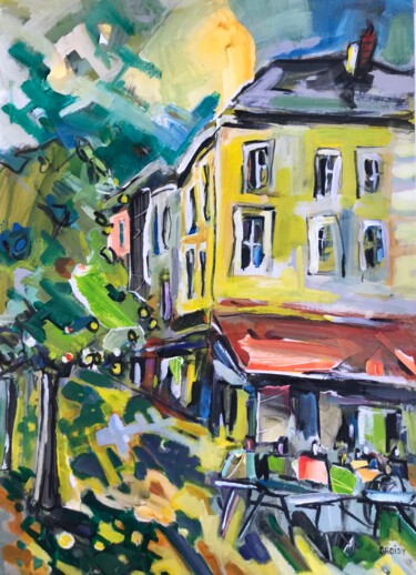 Schilderij getiteld "Chartres 10 - Place…" door Jean-François Groisy, Origineel Kunstwerk, Acryl