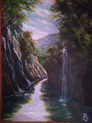 Peinture intitulée "Gorges du Verdon" par Muriel Thoreau, Œuvre d'art originale, Huile Monté sur Châssis en bois