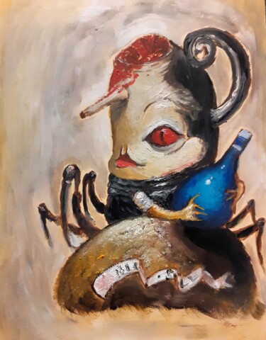La Lycose et Son Poison (Study of a painting of JM Aguado) 绘画 标题为“La Lycose et Son Po…” 由Amazeigh Bouzékri, 原创艺术品, 油