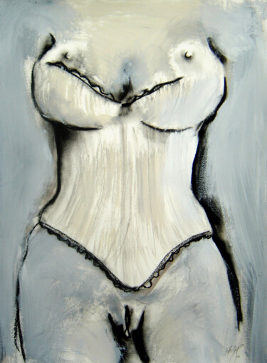 Bustier beige Drawing titled "Bustier beige" by Stewart Fletcher, Original Artwork, Acrylic