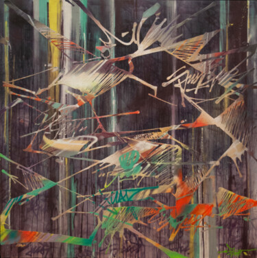 Cette œuvre sur toile fait partie de la collection UNDERGROU Peinture intitulée "Cette œuvre sur toi…" par Just, Œuvre d'art originale, Acrylique Monté sur Châssis en bois