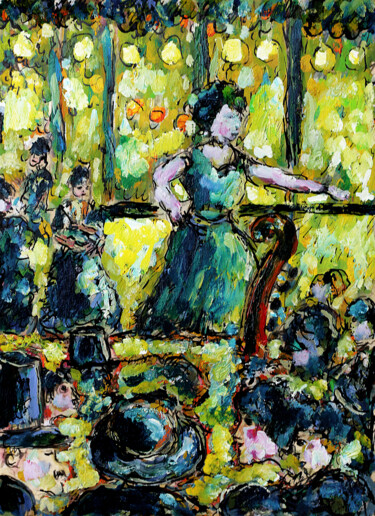 Painting titled "Caf Conc d'après De…" by Jean Mirre, Original Artwork, Oil