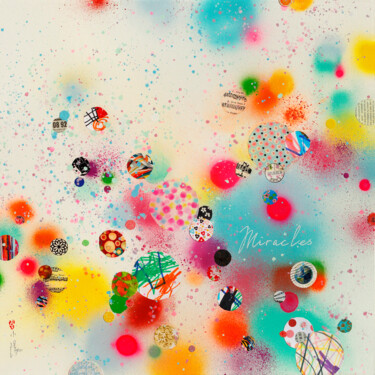 Printmaking titled "Miracles - Impressi…" by Xiaoyang Galas, Original Artwork, Digital Print Mounted on Wood Stretcher frame