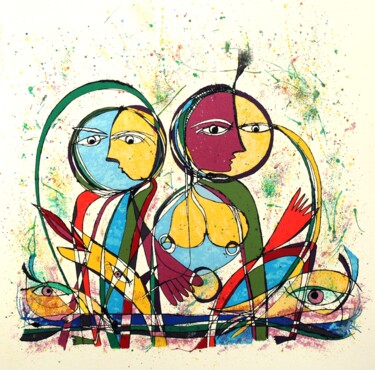 Printmaking titled "A – Encontro II" by Luís Soares, Original Artwork, Screenprinting