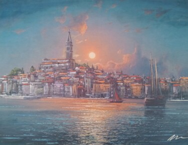 Rovinj, Croatia, by night acrylic print painting on canvas 绘画 标题为“Rovinj, Croatia, by…” 由Filip Petrovic, 原创艺术品, 丙烯
