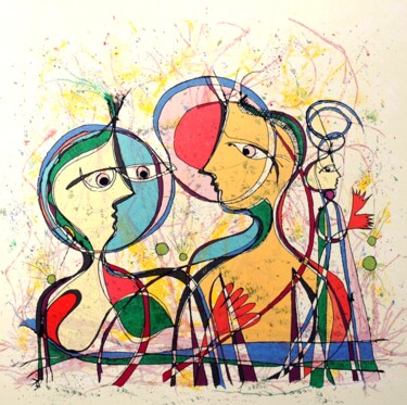 Printmaking titled "A – Encontro III" by Luís Soares, Original Artwork, Screenprinting