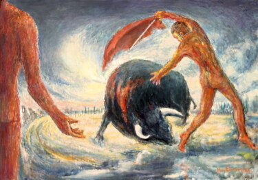 Peinture intitulée "Corrida" par Henri Eisenberg, Œuvre d'art originale, Huile Monté sur Châssis en bois