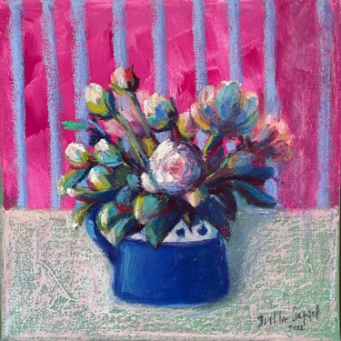 A jug of roses 绘画 标题为“A jug of roses” 由Julia Suptel, 原创艺术品, 粉彩 安装在木质担架架上