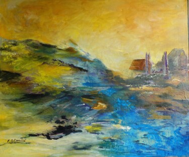 Peinture intitulée "évasion" par Monique Blanchet, Œuvre d'art originale, Huile Monté sur Châssis en bois