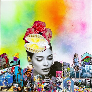拼贴 标题为“Urban Street” 由Muriel Deumie, 原创艺术品, 拼贴 安装在木质担架架上