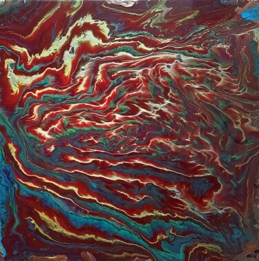 Painting titled "Η λάβα συναντά τη θ…" by Aphrodite Zampetake, Original Artwork, Acrylic