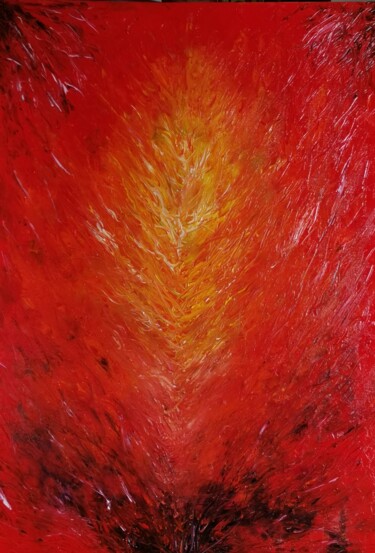 Peinture intitulée "Flama" par Vala, Œuvre d'art originale, Huile Monté sur Panneau de bois