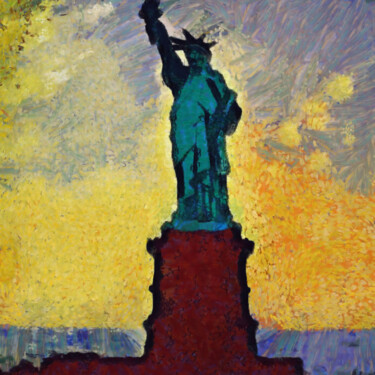 Statue of liberty at the sunset Digital Arts titled "Statue of liberty a…" by Bachir Reddioui, Original Artwork, Digital Painting