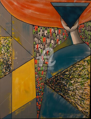 Peinture intitulée "LADY IN BLUE" par Laila Gauthier (LAILABAGAU), Œuvre d'art originale, Acrylique Monté sur Châssis en bois