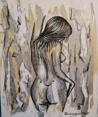 DOUCE ET DE MARBRE 绘画 标题为“DOUCE ET DE MARBRE” 由Sandrine Guimberteau, 原创艺术品, 丙烯 安装在木质担架架上