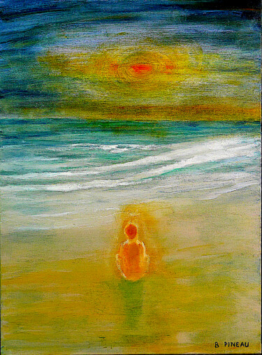 H014P20 Méditation solaire Peinture intitulée "H014P20 Méditation…" par Bernard Pineau, Œuvre d'art originale, Huile
