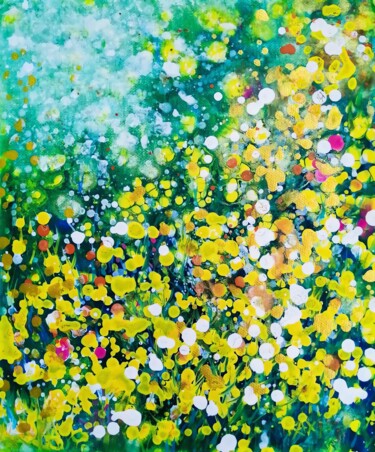 Printmaking titled "Green Abstract Acry…" by Diana Dimova - Traxi, Original Artwork, Acrylic