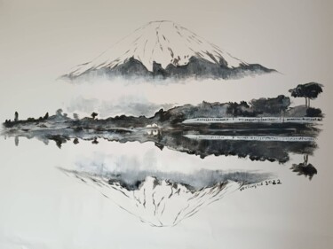 Peinture intitulée "Bullet train passin…" par Tam Nightingale, Œuvre d'art originale, Acrylique Monté sur Châssis en bois