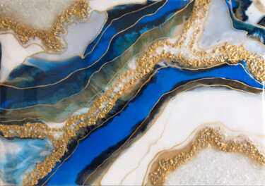 Painting titled "Жеода Лазурита срез…" by Natalia Komar, Original Artwork, Resin
