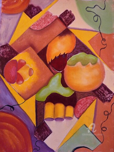 Painting titled "Structure 8" by Claudette Allosio, Original Artwork, Pastel
