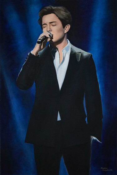 Dimash is singing Peinture intitulée "Dimash is singing" par Madina Turlybekova, Œuvre d'art originale, Huile