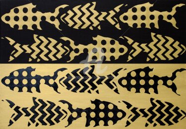 Painting titled "Goldfish. Diptych" by Svetlana Saratova, Original Artwork, Acrylic