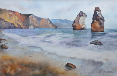 Painting titled "West сoast" by Galina Yarovikova, Original Artwork, Watercolor