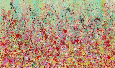 "Breeziness" abstract flowers painting flora flower field ga Painting titled ""Breeziness" abstra…" by Valentina Pufe, Original Artwork, Acrylic