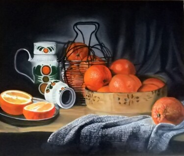 Peinture intitulée ""Les oranges"" par Philippe Lemesle, Œuvre d'art originale, Huile