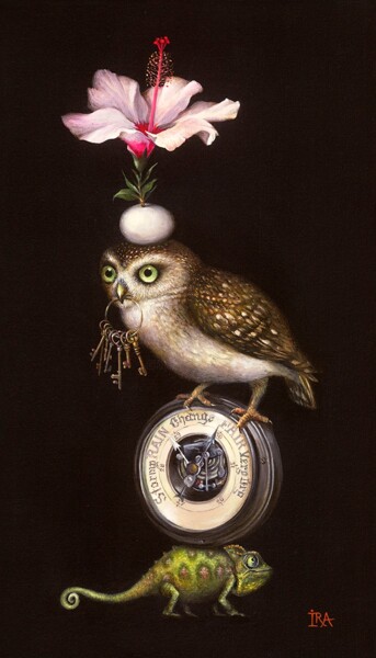 Pyramid with Owl. Print on canvas 50 cm.