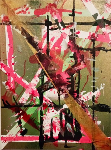 Painting titled "Transcendance" by Élodie Guilloton, Original Artwork, Ink Mounted on Wood Stretcher frame