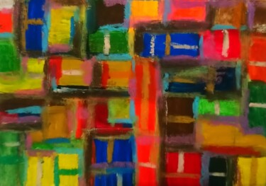 Σχέδιο με τίτλο "Patchwork" από Chrystelle Ragot, Αυθεντικά έργα τέχνης, Παστέλ