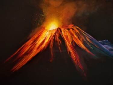 VOLCANO OF EMOTIONS Peinture intitulée "VOLCANO OF EMOTIONS" par Mariia Baskal, Œuvre d'art originale, Huile Monté sur Châssis en bois