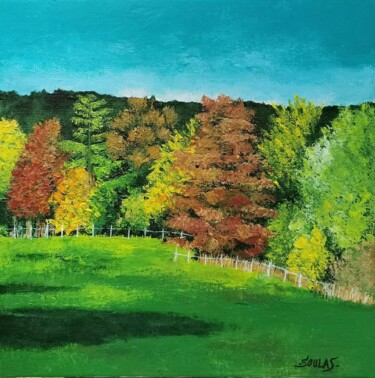 Painting titled "UN DIMANCHE D'AUTOM…" by Severine Soulas, Original Artwork, Acrylic Mounted on Wood Stretcher frame