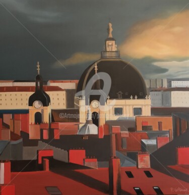 Peinture intitulée "le grand dôme" par Patricia Gitenay, Œuvre d'art originale, Huile Monté sur Châssis en bois