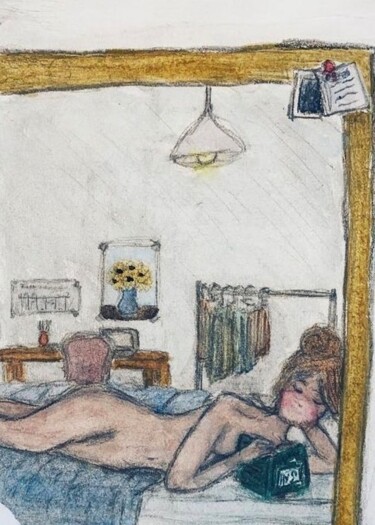 Lecture Peinture intitulée "Lecture" par Poemma, Œuvre d'art originale, Aquarelle