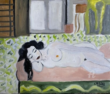 "Abandon et douceur" Peinture intitulée ""Abandon et douceur"" par Claire Marie Gay, Œuvre d'art originale, Huile Monté sur Panneau de bois