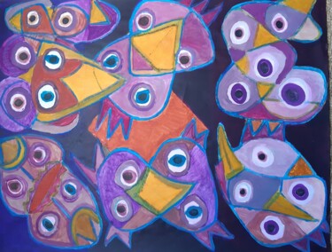 Painting titled "Que de Becs ou Impr…" by Jacques Desvaux (JD), Original Artwork, Acrylic
