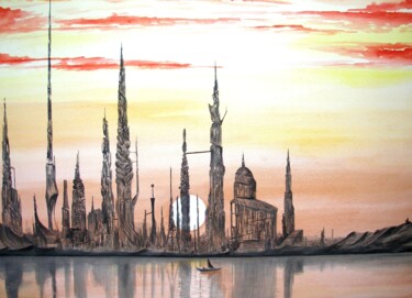 "Looking for a port" başlıklı Tablo Milto Sideris tarafından, Orijinal sanat, Suluboya