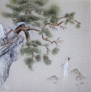 Painting titled ""Dialogue entre sag…" by Christine Serain (Suting Su Ting), Original Artwork, Watercolor